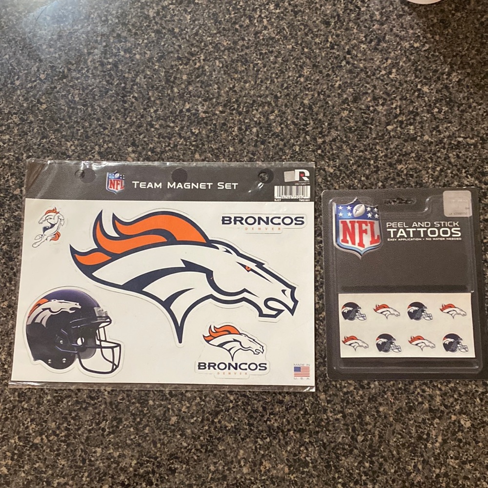 Denver Broncos Magnets and Tattoos, BRAND NEW!! 🧡💙